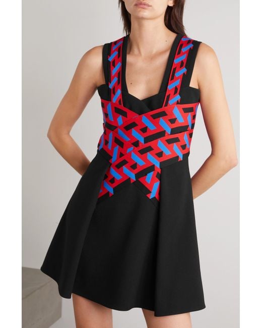 Versace Red La Greca Sleeveless Mini Dress