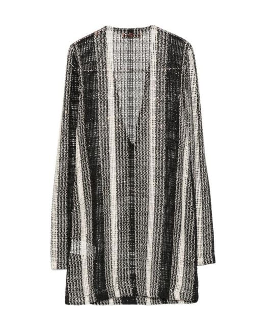 Missoni Gray Sequin-Embellished Striped Beach Dress