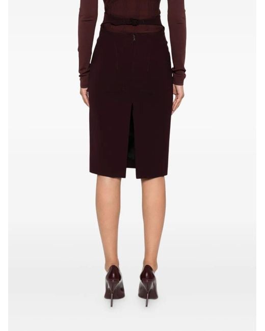 Mugler Black Buckle-Detailed Pencil Skirt