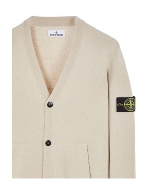 Stone Island Natural Compass-Motif Ribbed Cardigan for men