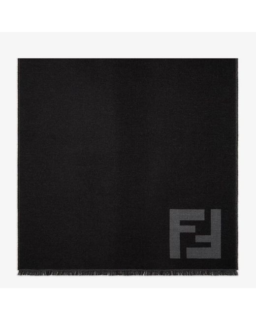 Fendi Black Ff Motif Fringed Scarf