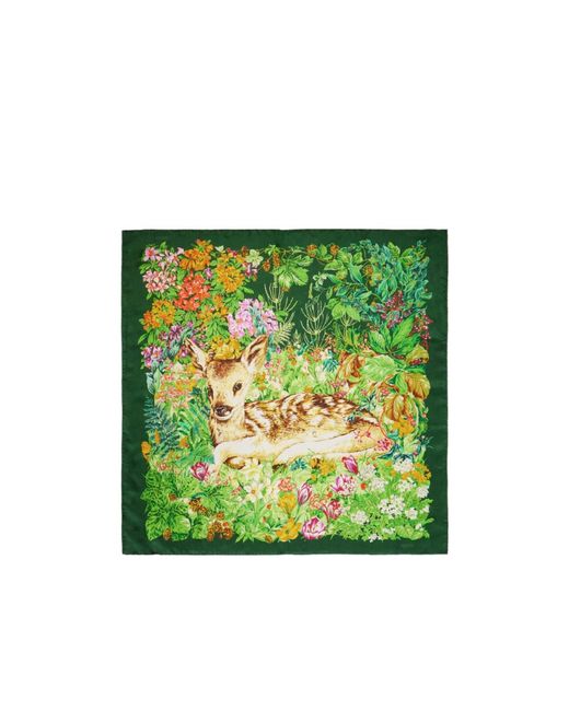 Gucci Green 'Giardino Di Seta' Printed Silk Carré