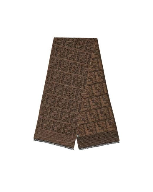 Fendi Brown Ff Monogrammed Scarf for men