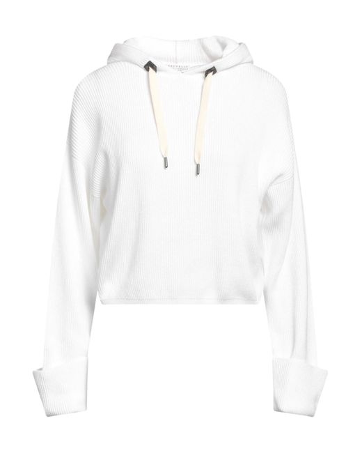 Brunello Cucinelli White Hooded Sweater