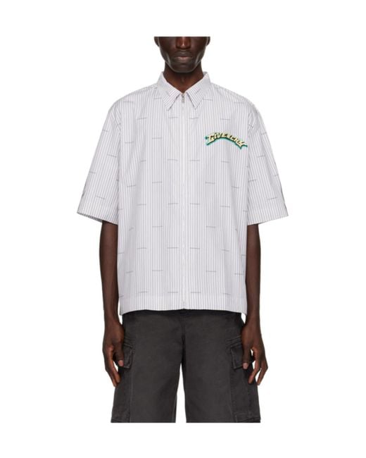 Givenchy White Logo Patch Collared Short-Sleeve Shirt for men