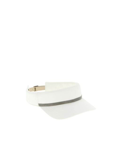Brunello Cucinelli White Monile Embellished Visor