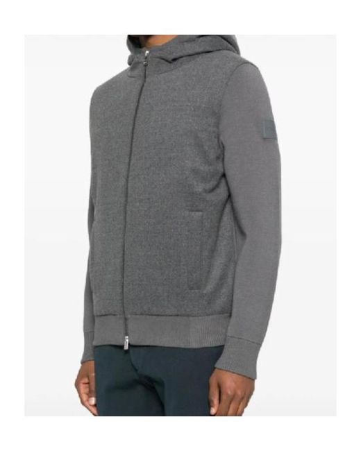 Boss Gray P-Heflo Zip-Up Sweater for men