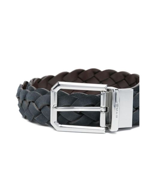 Etro White Braided-Leather Buckle Belt for men