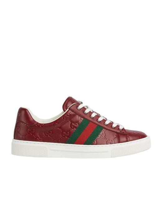 Gucci Red Web Detailed Ace Sneakers
