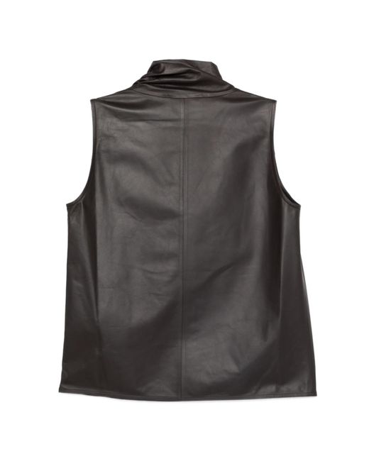 Yves Salomon Black Sleeveless Lambskin Top