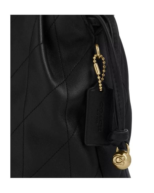 COACH Black Faye Mini Drawstring Bag With Quilting