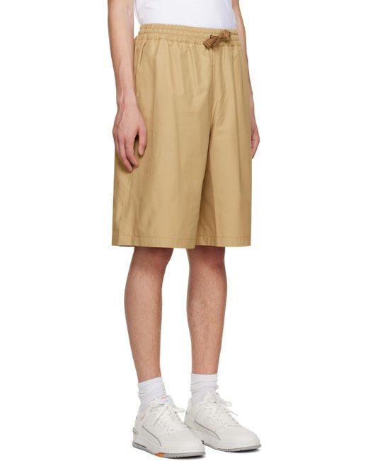Maison Kitsuné Natural Wide-Leg Drawstring-Waist Shorts for men