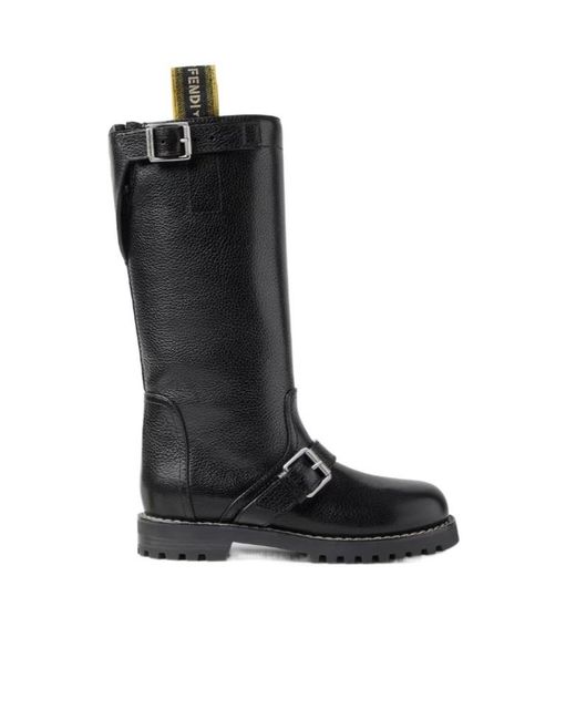 Fendi Black Commando Leather Boots