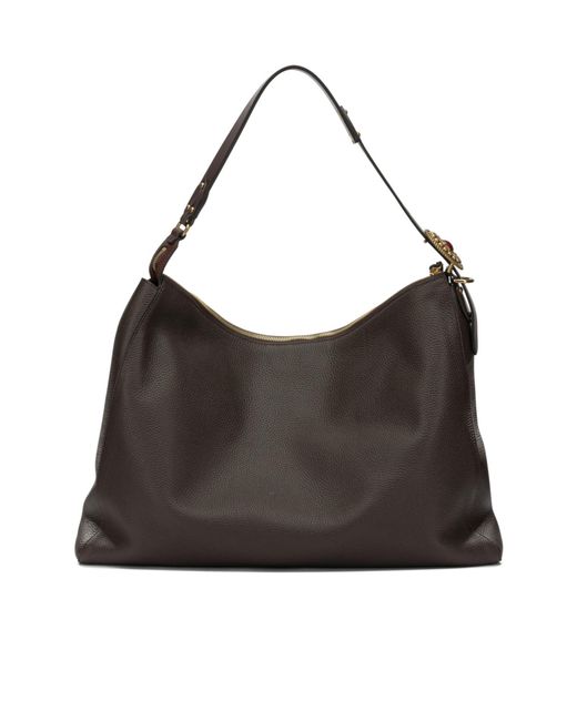 Etro Black Logo-Lettering Grained-Leather Shoulder Bag