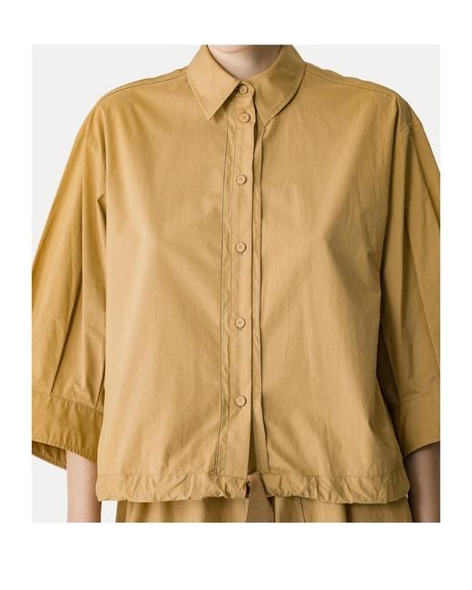 Forte_forte Natural Drawstring Hem Half Sleeve Shirt