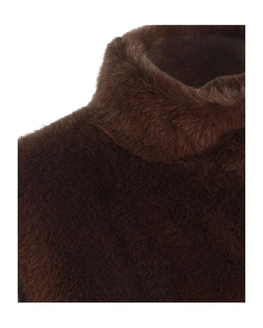Herno Brown Faux Fur Panel Jacket