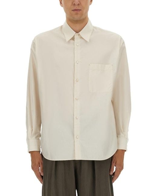 Lemaire Natural Long-Sleeved Button-Up Shirt for men