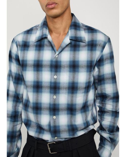 J.W. Anderson Blue Checked Cotton Shirt for men