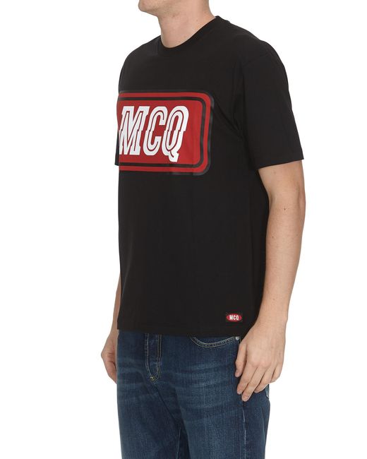 McQ Alexander McQueen Black Mcq Letter Printed Short-Sleeved T-Shirt for men