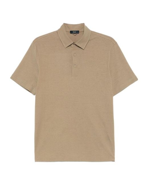 Herno Natural Button Detailed Short-Sleeved Polo Shirt for men