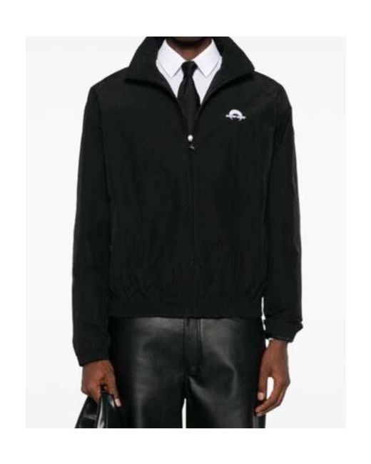 MARINE SERRE Black Logo Embroidered Sport Track Jacket for men