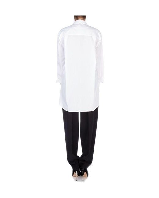 Givenchy White Scarf-Neck Poplin Blouse
