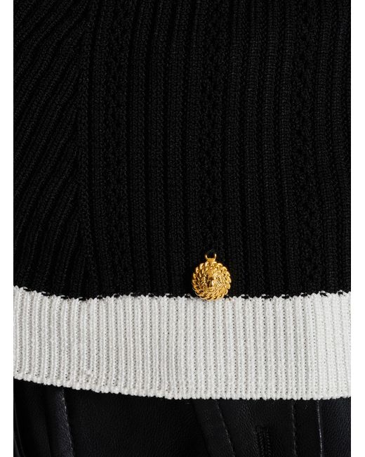 Balmain Black Short-Sleeved Knit Top
