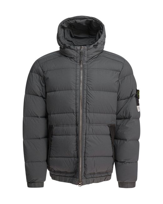 Stone Island Gray 4100040 Seamless Tunnel Nylon Down-Tc Hooded Jacket for men