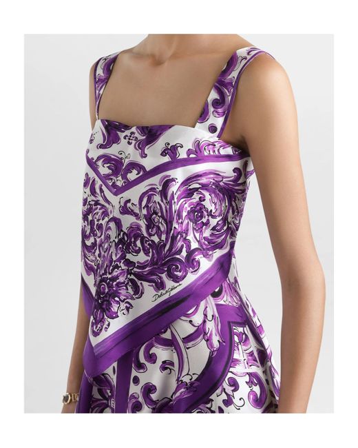 Dolce & Gabbana Purple Silk Dress
