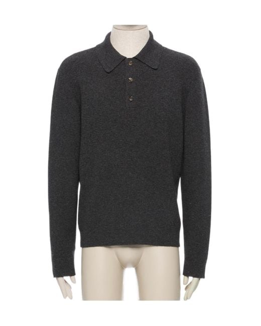 Valentino Black Button Detailed Long-Sleeved Polo Shirt for men