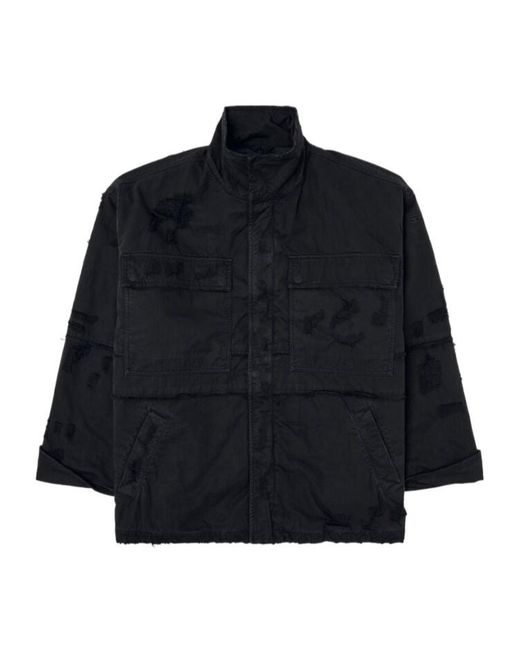 DIESEL Blue J-Oise Turn-Up Cuff Distressed Jacket for men