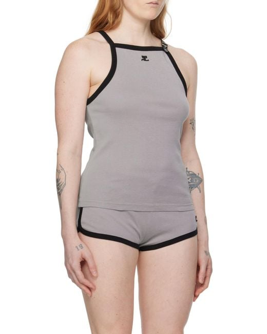 Courreges Purple Buckle Cotton Tank Top