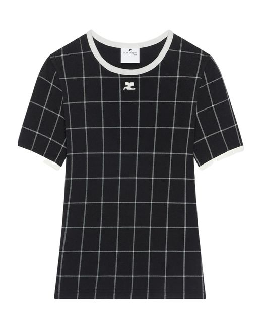 Courreges Black Courrèges Checked Logo T-Shirt