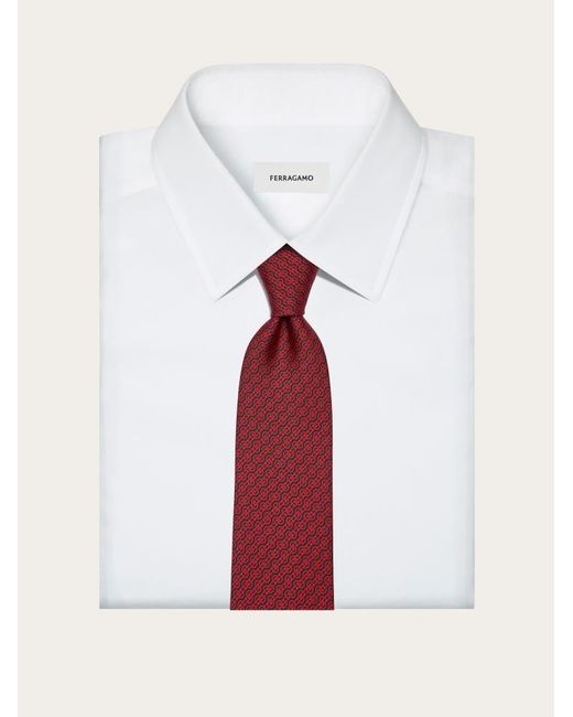 Ferragamo Red Printed Tie for men
