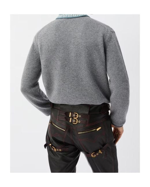 Versace Gray Wool Cashmere Knit Sweater for men