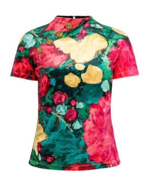 Balmain Multicolor Blamain Floral Printed T-Shirt