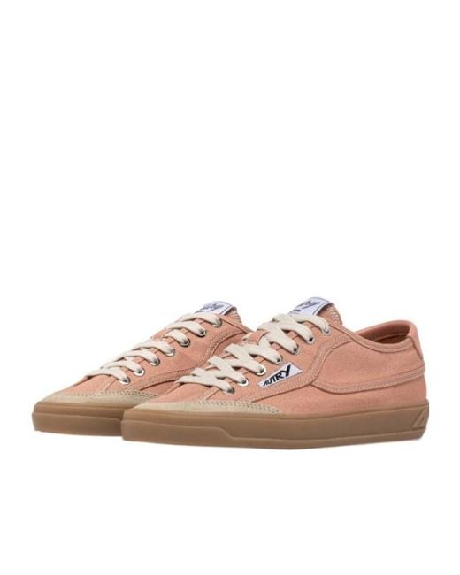 Autry Pink Canvas Low Top Sneakers