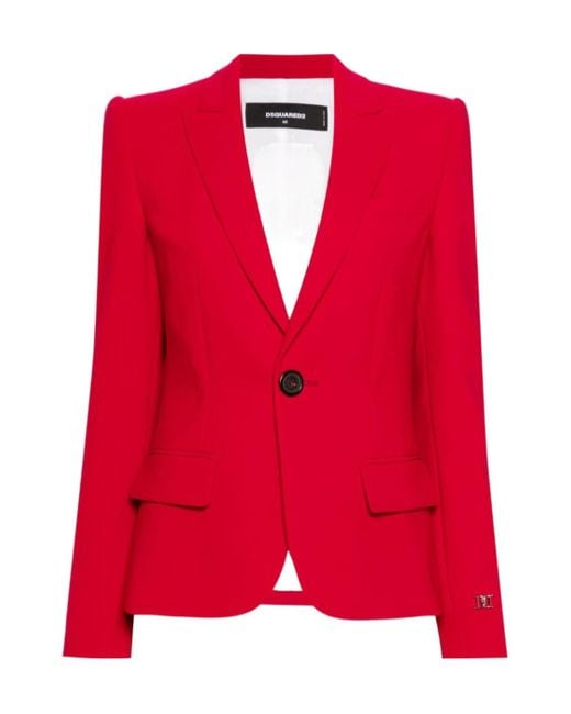 DSquared² Red Logo-Plaque Single-Breasted Blazer