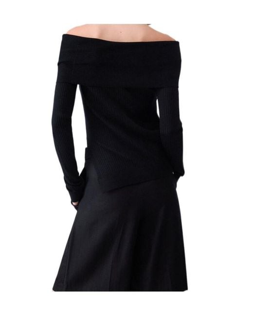 Liu Jo Black Wool Sweater With Bardot Neckline