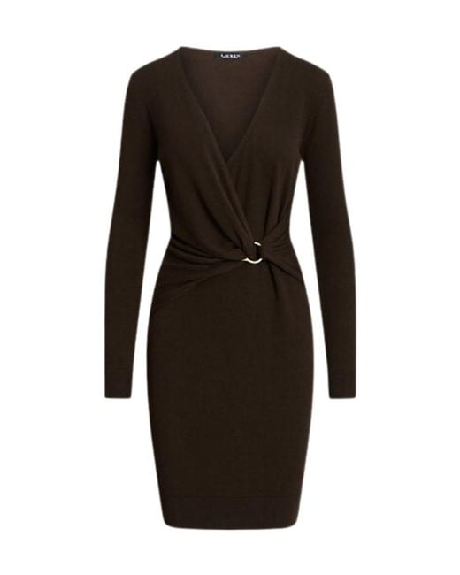 Ralph Lauren Black V-Neck Wrapped Dress