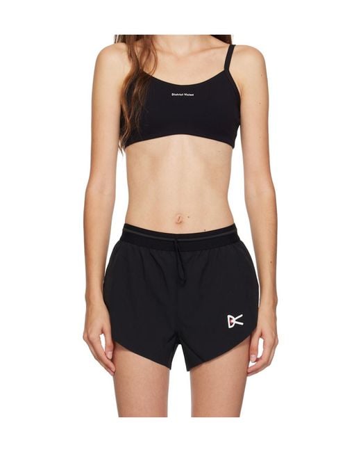 District Vision Black Studio Printed Logo Sports Bra
