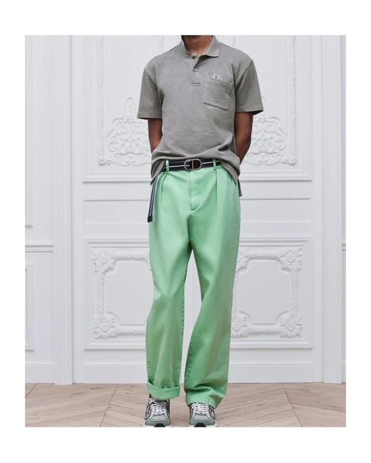 Dior Gray Homme Tonal Embroidery Polo Shirt for men