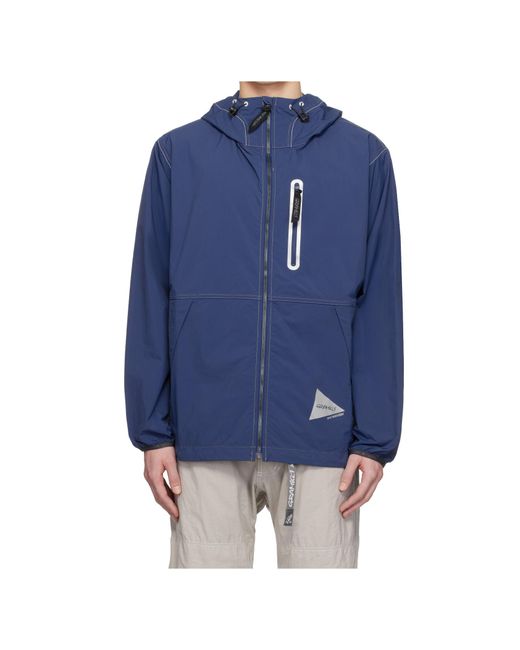 And Wander Blue X Gramicci Brushed Nylon Jacket for men