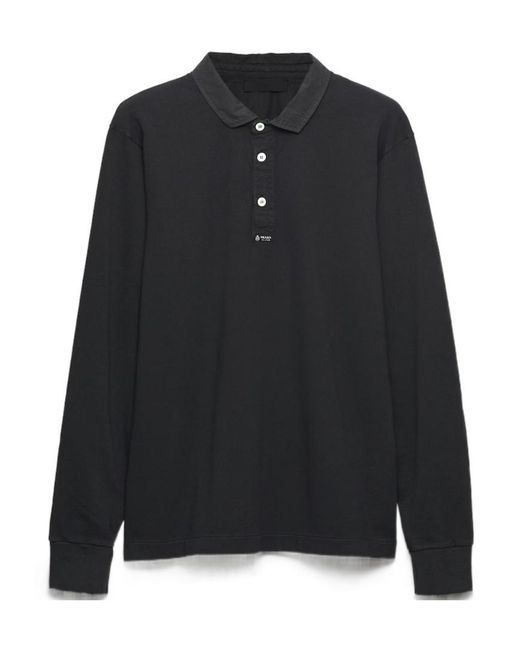 Prada Black Long-Sleeved Cotton Polo Shirt for men