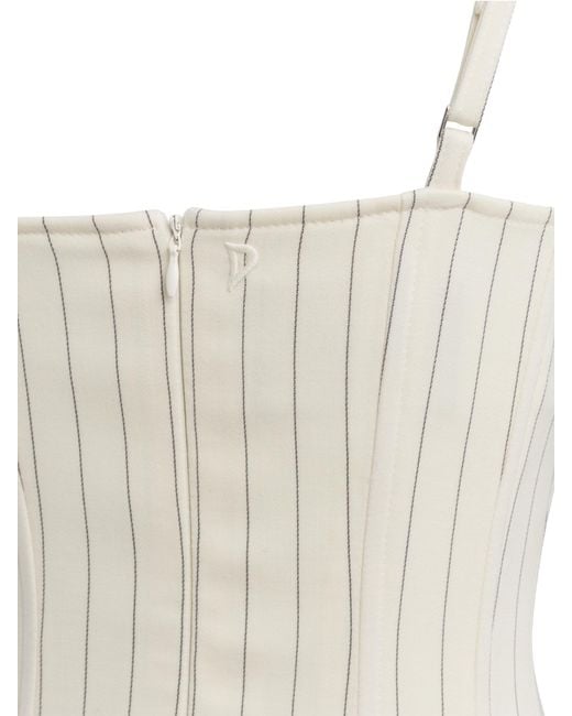 Dondup White Pinstriped Dress