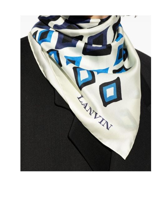 Lanvin Blue Pattern Scarf
