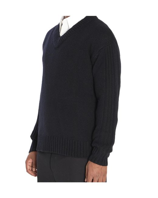 Lisa Yang Black V-Neck Ribbed Knitwear for men
