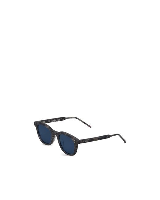 Thom Browne Blue Tortoiseshell Rectangular-Frame Sunglasses for men