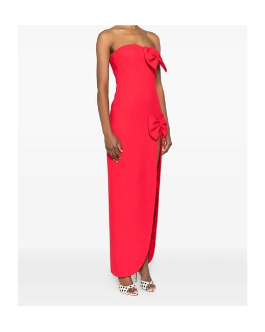 Alessandra Rich Red Bow-Detailed Sleeveless Gown