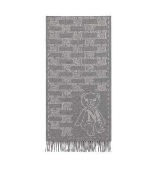 Max Mara Gray Mxacharme Fringed Scarf